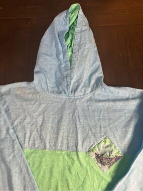 VTG LA Gear Light Blue & Green Colorblock Hooded Pullover XL NWOT